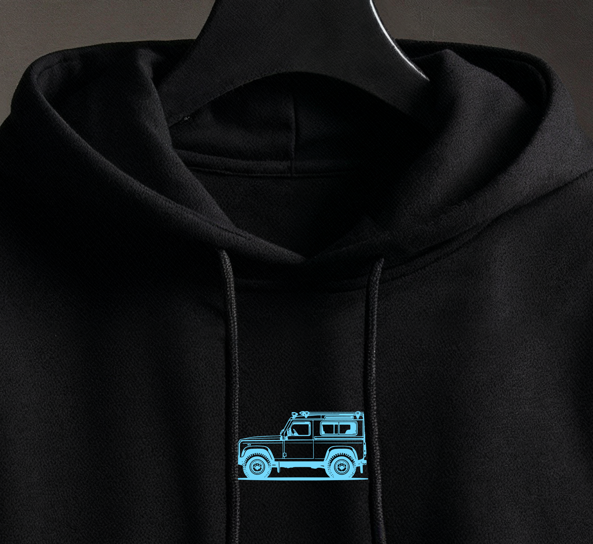 Hoodie, Defender Print_seitlich_IceBlue